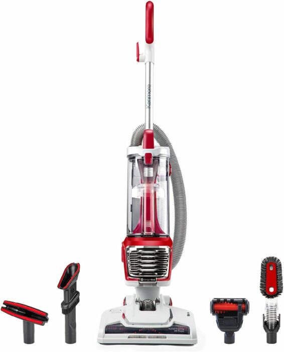 Kenmore DU2015 Bagless Upright Vacuum Lightweight Carpet Cleaner with 10'Hose, HEPA Filter, 4 Cleaning Tools for Pet Hair, Hardwood Floor, Red