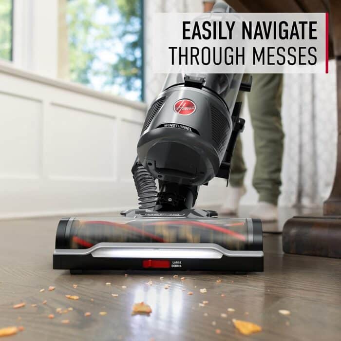 Hoover WindTunnel Tangle Guard Upright Vacuum, Bagless Cleaner, HEPA Media Filtration, For Carpet and Hard Floor, UH77100V, Gray