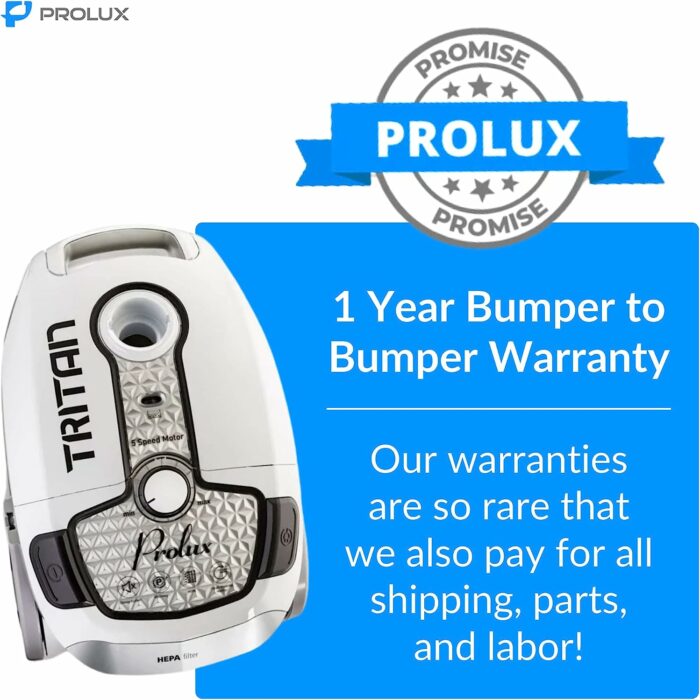 Prolux Tritan Bagged Canister Vacuum Cleaner with HEPA Filtration and Complete Home Care Tool Kit