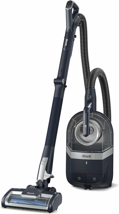 Shark CZ351 Pet Canister Vacuum, Bagless, Corded with Self-Cleaning Brushroll PowerFins, Navy Silver