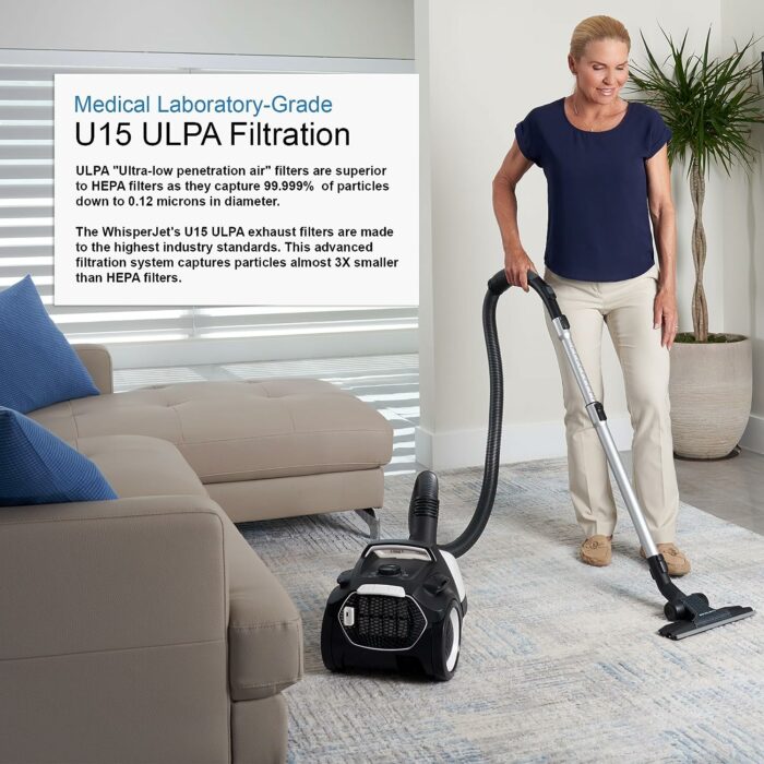 Soniclean WhisperJet C2 Canister Vacuum Cleaner - Ultra-Quiet Operation - U15 ULPA Filtration - Made in Germany