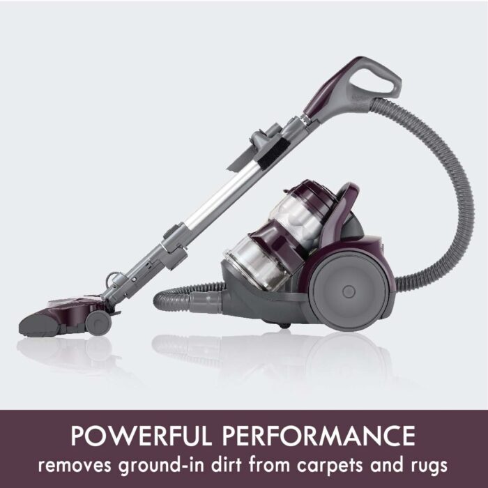 Kenmore Friendly Lightweight Bagless Compact Canister Vacuum with Pet Powermate, HEPA, Extended Telescoping Wand, Retractable Cord and 2 Cleaning Tools, Eggplant