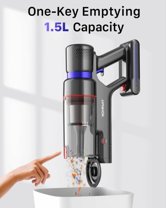 Cordless Vacuum Cleaner, 500W/40Kpa Stick Vacuum Cleaner with Touch Screen, Max 60 Mins Runtime, Anti-Tangle Vacuum Cleaner for Home, 2023 Latest Motor, Wireless Vacuum for Pet Hair/Carpet/Hard Floor