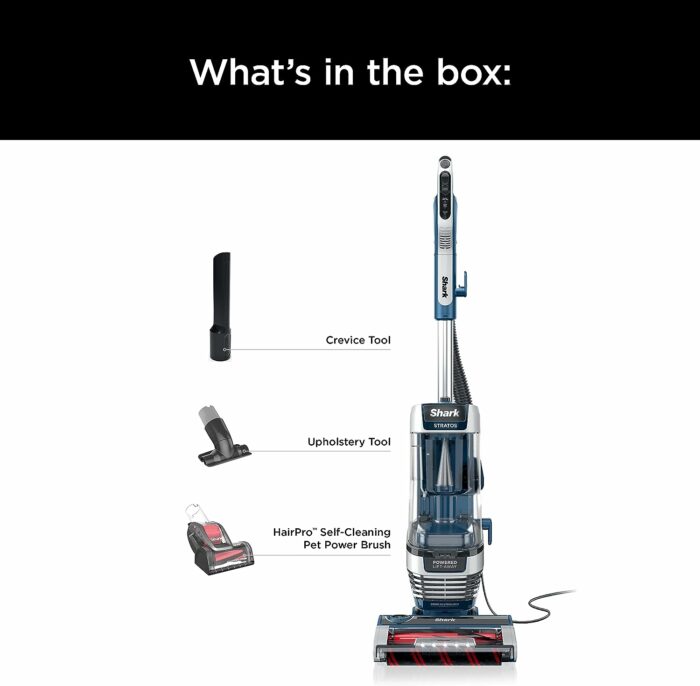 Shark AZ3002 Stratos Upright Vacuum with DuoClean PowerFins, HairPro, Powered Lift-Away, Self-Cleaning Brushroll, Odor Neutralizer Technology, Navy