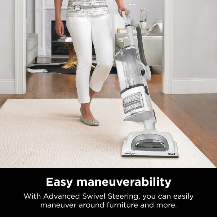 Shark NV356E Navigator Lift-Away Professional Upright Vacuum with Swivel Steering, HEPA Filter, XL Dust Cup, Pet Power, Dusting Brush, and Crevice Tool, Perfect for Pet Hair, White/Silver