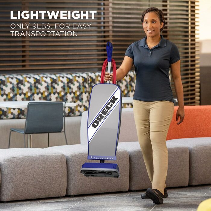 ORECK XL COMMERCIAL Upright Vacuum Cleaner, Bagged Professional Pro Grade, For Carpet and Hard Floor, XL2100RHS, Gray/Blue 9.25D x 47.75H x 12.5W