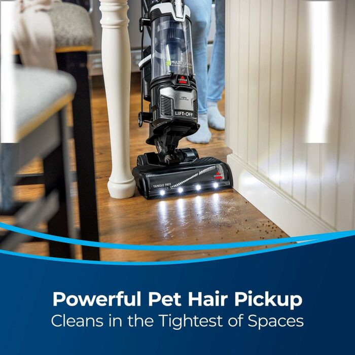 BISSELL MultiClean Allergen Lift-Off Pet Compact Upright Vacuum with HEPA Filter Sealed System, 31259, Black/Silver