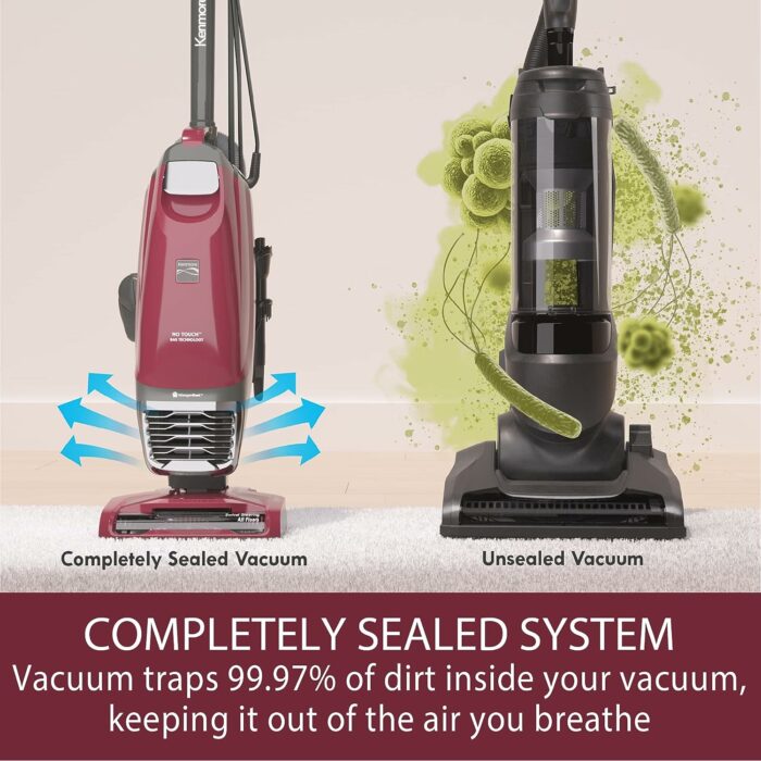 Kenmore BU3040 Intuition Lite Bagged Upright Vacuum Lightweight Cleaner 2-Motor Power Suction with HEPA Filter, 3-in-1 Combination Tool, Handi-Mate for Carpet, Floor, Pet Hair, Red W/No Lift-up