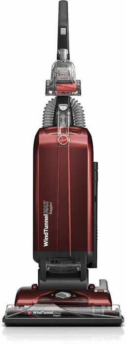 Hoover WindTunnel Max Bagged Upright Vacuum Cleaner, with HEPA Media Filtration, 30ft. Power Cord, UH30600, Red