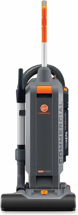 Hoover Commercial HushTone Upright Vacuum Cleaner, 15 inches with Intellibelt, For Carpet and Hard Floors, CH54115, Gray